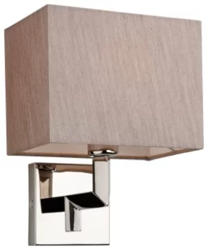 Image of Lex 1 Light Single Indoor Wall Light Polished Stainless Steel, Oyster Shade, E14