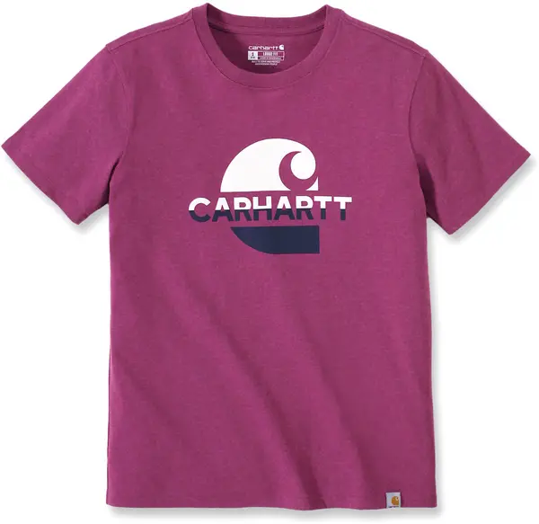 Image of Carhartt Loose Fit Heavyweight Faded C Graphic Ladies T-Shirt, pink, Size M for Women