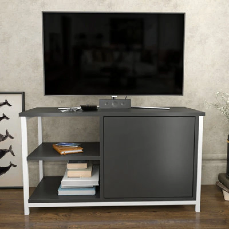 Image of Decorotika Muskegon TV Stand TV Unit For Tv's Up To 63" White And Anthracite