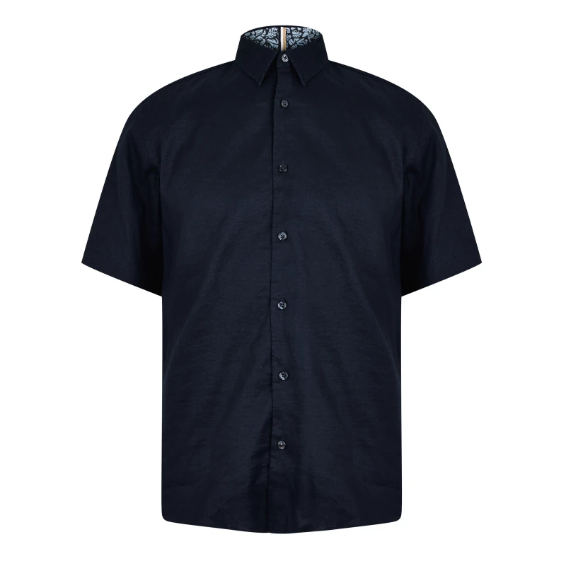 Image of Boss Mens S-LIAM Short Sleeve Shirt Dark Blue 404 male Small