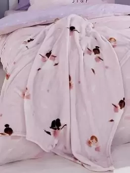 Image of Catherine Lansfield Dancing Fairies Soft Cosy Fleece Throw Pink