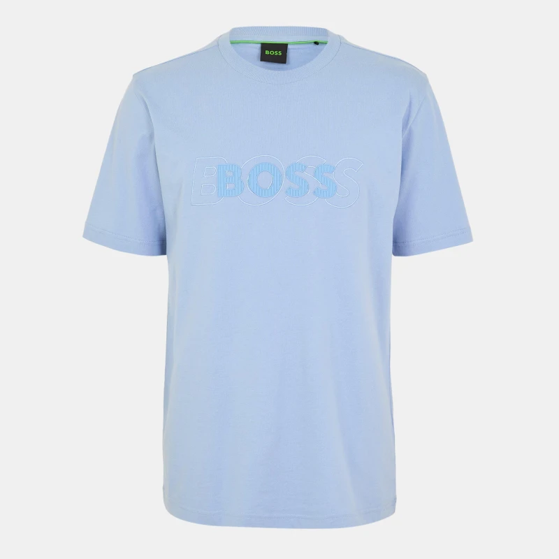 Image of Boss Mens Drop Needle Regular Fit T-Shirt Open Blue male S