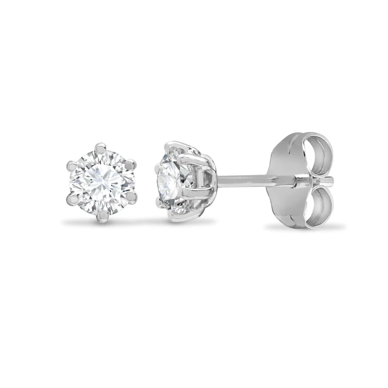 Image of Jewelco London 18ct White Gold 0.35ct Diamond Solitaire Stud Earrings - 18E360-035 Silver female
