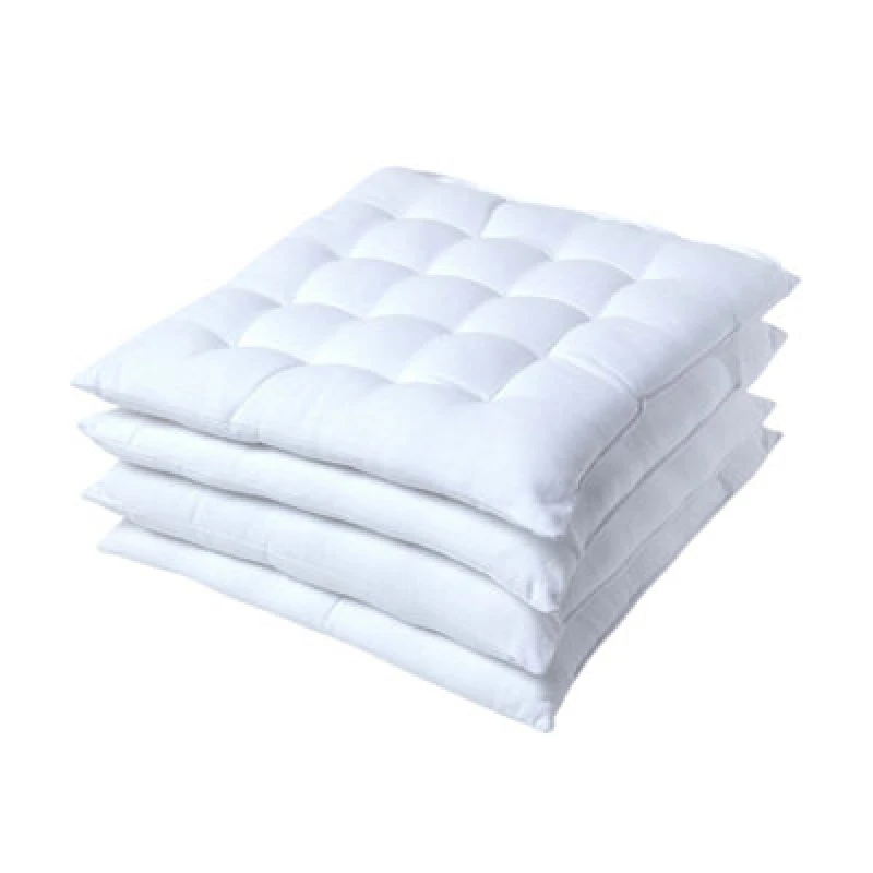 Image of Homescapes Plain Seat Pad with Button Straps, 40 x 40cm, Set of 4 White