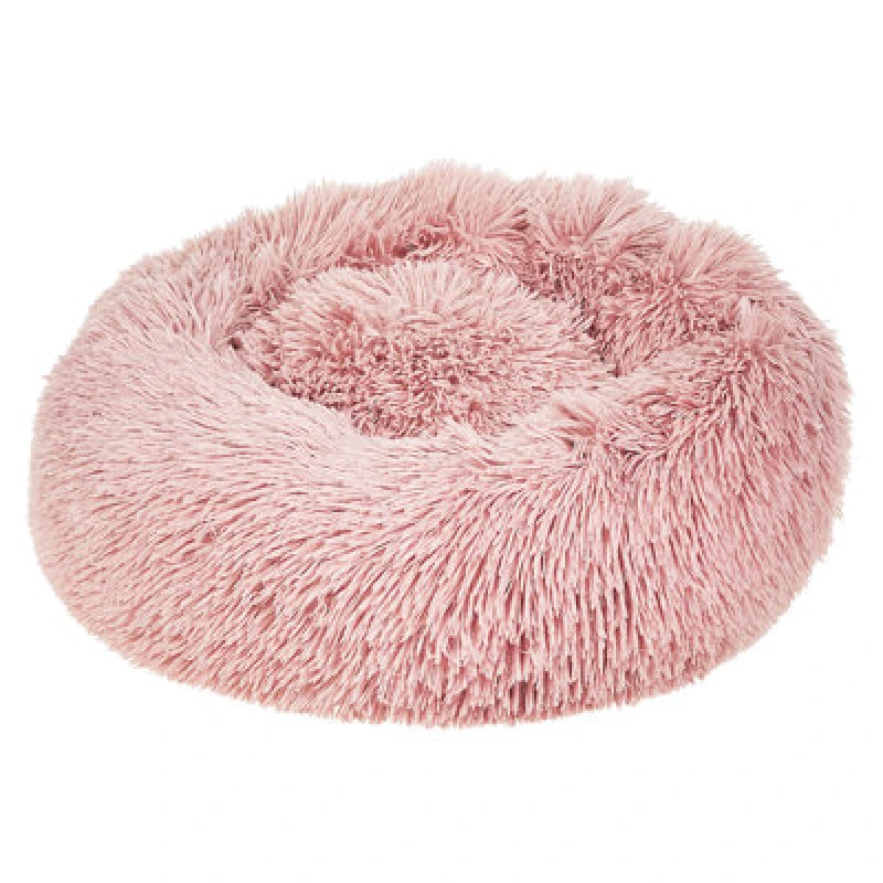 Image of BELIANI Beliani - Pet Donut Bed Pink Polyester Round Dog Cat Plushy Furry Cuddler Cushion Kulu 323039
