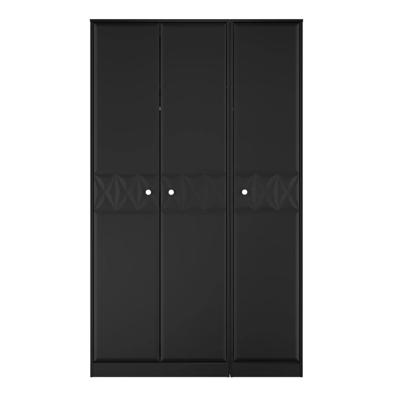 Image of San Jose Ready Assembled Contemporary Matt Black Tall Triple Wardrobe (H)1960mm (W)1108mm (D)530mm