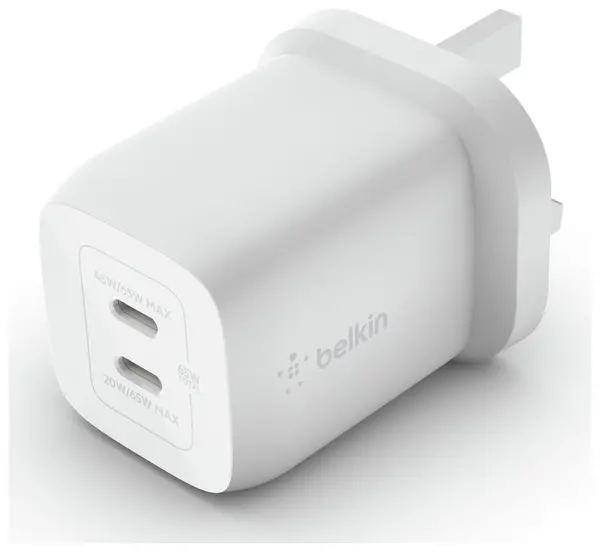 Image of Belkin Dual USB-C GaN Wall Charger with PPS 65W WCH013myWH