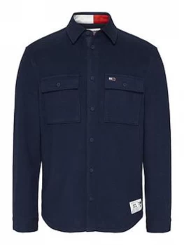 Image of Tommy Jeans TJM Soft Overshirt - Navy, Size S, Men