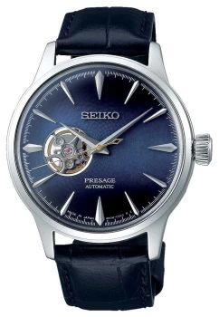 Image of Seiko Presage Mens Mechanical Blue Calf Skin Leather Watch