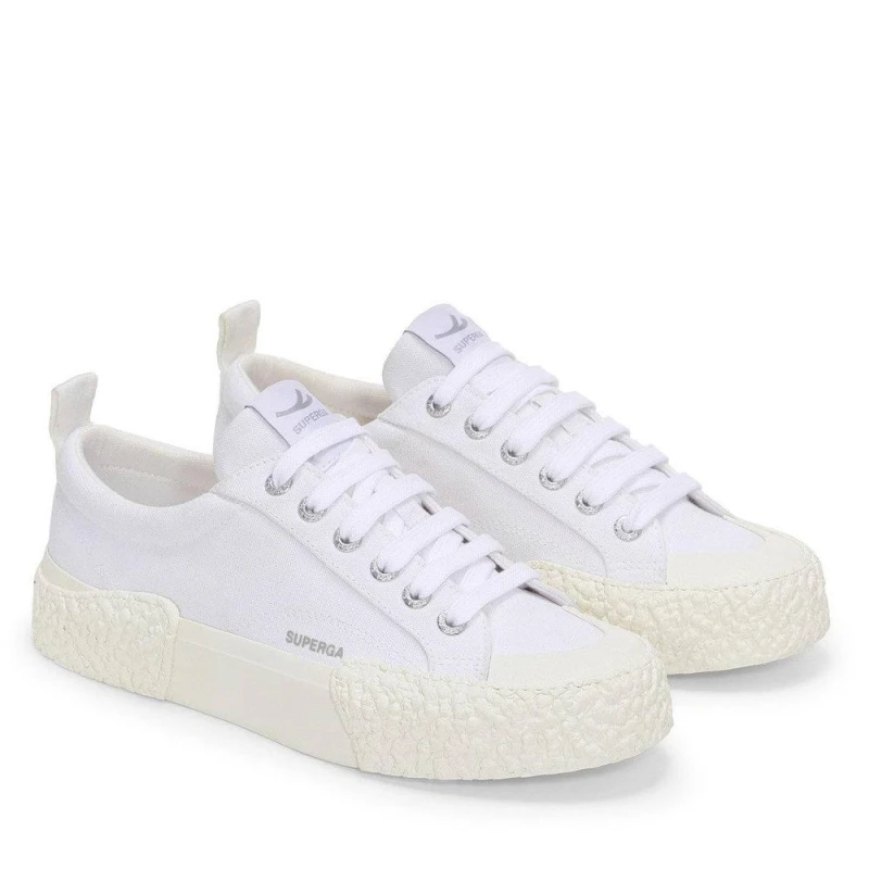 Image of Superga Mens 2660 Stripe Big Bumpers Trainers in White Size: 4 White Male 4
