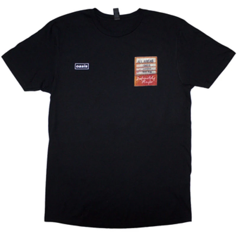 Image of Oasis Oasis Men Definitely Maybe AAA Setlist Back Print T-Shirt in Black Size: Medium Black M Male 5063693892944
