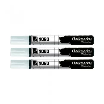 Image of Nobo Chalk Marker White Pack of 3 34438398
