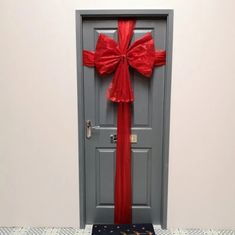 Image of Samuel Alexander Premier 48X60Cm Red Christmas Door Bow With Door Ribbon Wrap