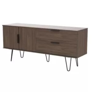 Image of Hirato Ready Assembled Wide Sideboard Carini Walnut With Black Metal Hairpin Legs