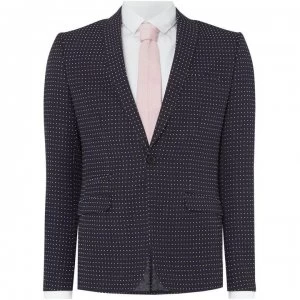 Image of Label Lab Doc Skinny Fit Polka Dot Blazer - Navy