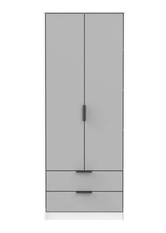 Image of Fuji 2 Door 2 Drawer Wardrobe In Grey Matt & White (Ready Assembled)
