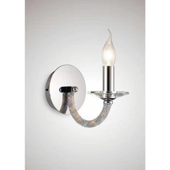 Image of Wall lamp Elena with switch 1 bulb polished chrome / crystal