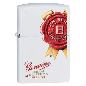 Image of Zippo Unisexs Jim Beam White Regular Windproof Lighter