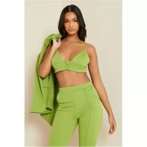 Image of I Saw It First Olive Green Tailored Button Detail Bralet - Green