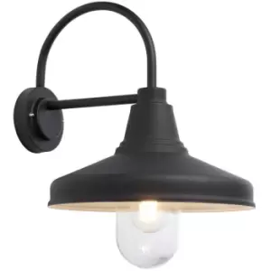 Image of Non Automatic Outdoor Wall Light - Textured Black & Glass Shade - IP44 Rated