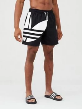 Image of Adidas Originals Big Trefoil Swim Shorts - Black