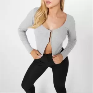 Image of I Saw It First Rib Hook And Eye Cotton Top - Grey