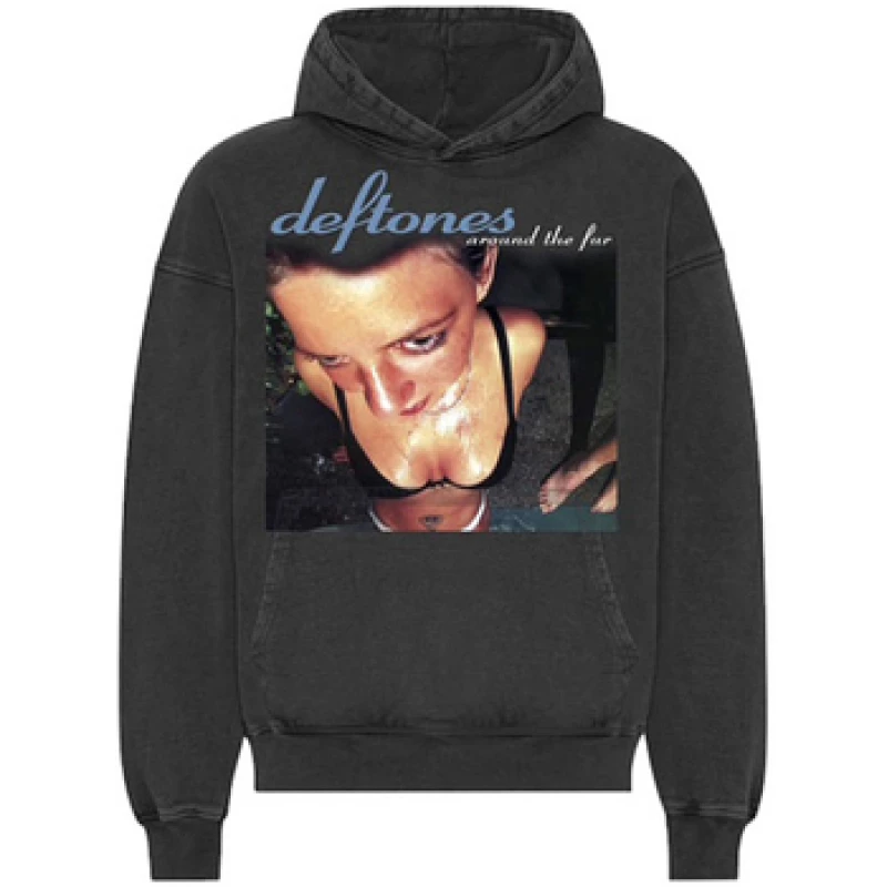 Image of Deftones Mens Around The Fur Stone Wash Hoodie in Charcoal Size: XL Charcoal Male XL