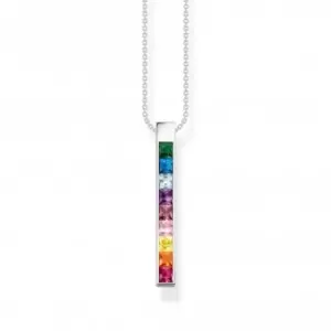 Image of Sterling Silver Colourful Stones Necklace KE2146-477-7-L45V