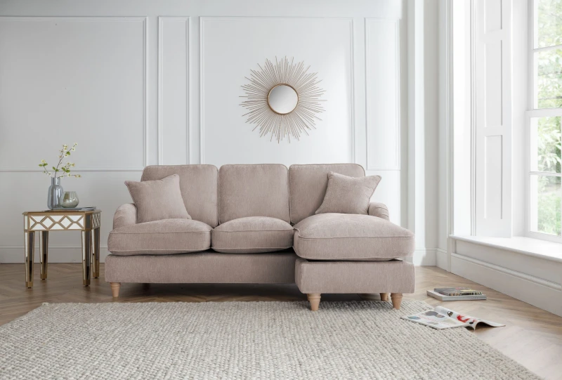 Image of The Great Sofa Company Orla Right Hand Chaise Sofa Manhattan Charcoal in Taupe Unisex