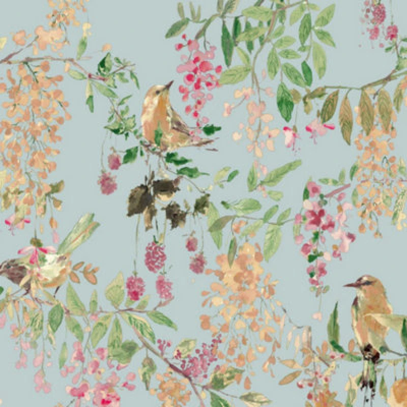 Image of Grandeco Blackberry Trail Textured Wallpaper, Blue A79303