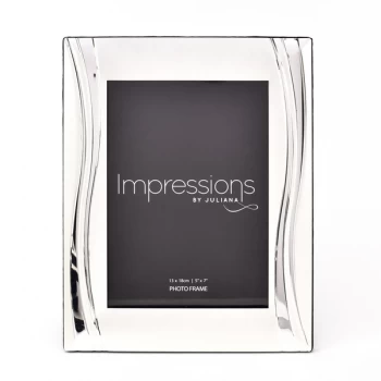 Image of Satin Silver-Plated Photo Frame - Shiny Wavy Design 5" x 7"