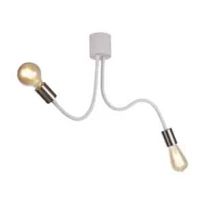 Image of Flexible Semi Flush Ceiling 2 Light E27 Satin White, Satin Nickel - Luminosa Lighting