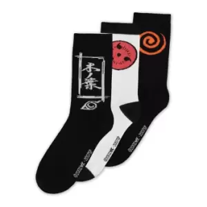 Image of NARUTO SHIPPUDEN Sasuke Symbol Crew Socks (3PK), Male, 39/42,...