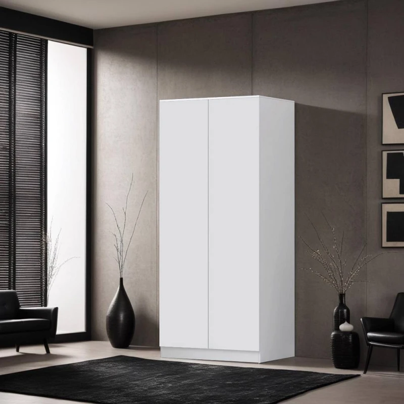 Image of FWStyle FWStyle White 2 Door Double Wardrobe Push Open White One Size Unisex 5056413129109
