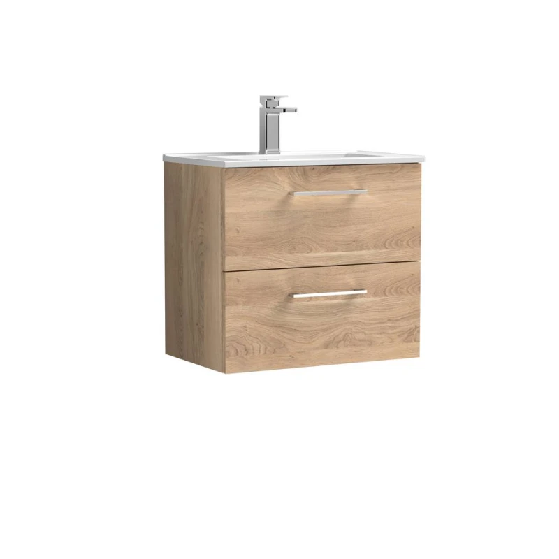 Image of Balterley Bathroom 2 Soft Close Drawer, Wall Hung Vanity Unit, Bleached, 600mm in Brown Brown Unisex