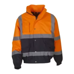 Image of Yoko Hi-Vis Two Tone Bomber Jacket (M) (Orange/Navy)