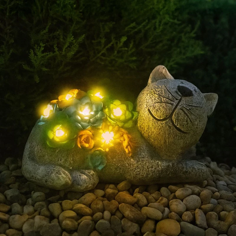 Image of ILFD Group Ltd Solar Cat Garden Ornament 22Cm / 8.5" - Pack Of 12