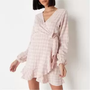 Image of Missguided Wrap Front Mini Tea Dress - Pink