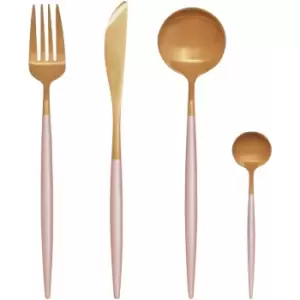 Image of Cutlery Sets 16 Piece Knife And Fork Set Silver And pink Finish Kitchen Spoons Cutlery Scratch / Rust Resistant Stainless Steel Knives And Forks Set