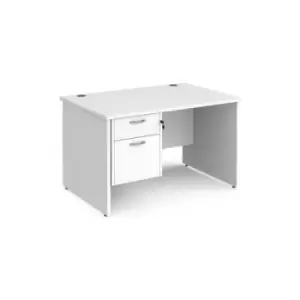 Image of Office Desk Rectangular Desk 1200mm With Pedestal White Top And Panel End Leg 800mm Depth Maestro 25 MP12P2WH