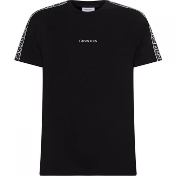 Image of Calvin Klein Logo Tape T Shirt - Black BEH