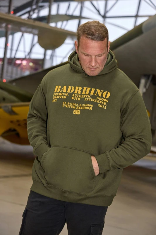 Image of BadRhino Mens Military Print Hoodie in Dark Green Size: 4XL Dark Green Male 4XL