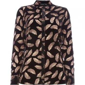 Image of Label Lab Feather devore split back blouse - Black