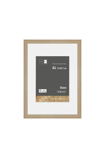 Image of Nielsen Skava A4 Wooden Picture Frame With 15 x 20cm Mount & Glass Front Light Oak