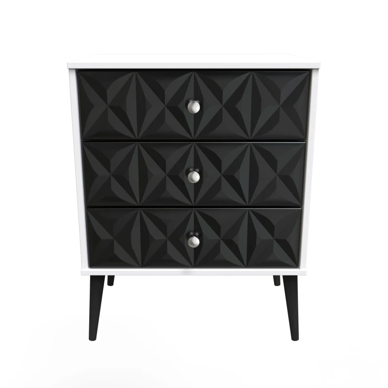 Image of Ready Assembled 2 U Toledo 3 Drawer Chest (Ready Assembled) in True Black True Black Unisex