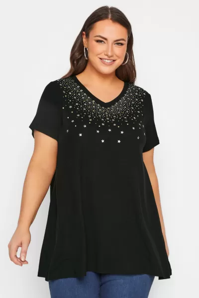 Image of Short Sleeve Embellished Swing Top