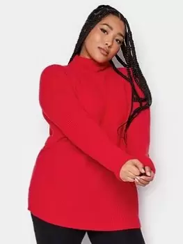 Image of Yours Mixed Rib Jumper Racing Red, Red, Size 14-16, Women