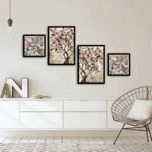 Image of 4PSCT-04 Multicolor Decorative Framed MDF Painting (4 Pieces)