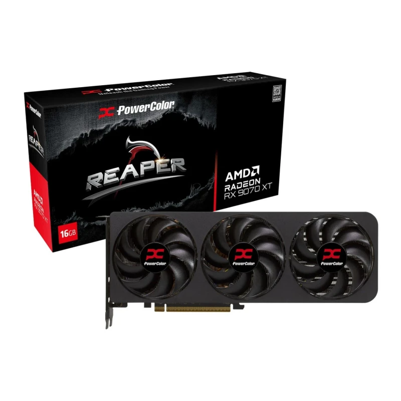 Image of PowerColor RX 9070 XT OC 16GB Reaper GDDR6 Graphics Card - RX9070XT 16G-A