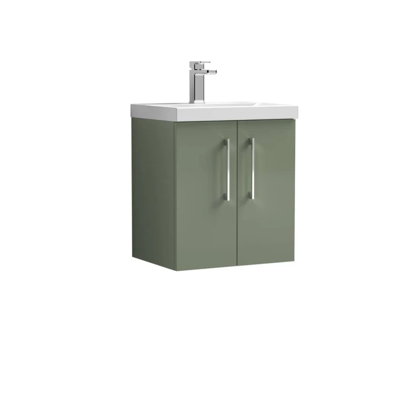 Image of Balterley Bathroom 2-Door Wall-Hung Vanity Unit Basin, Satin Green, 500mm in Green Green Unisex